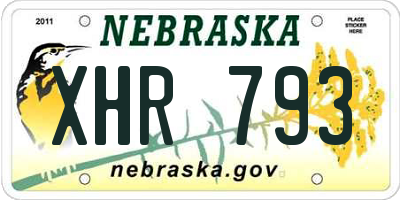 NE license plate XHR793