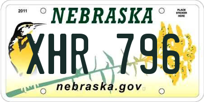 NE license plate XHR796