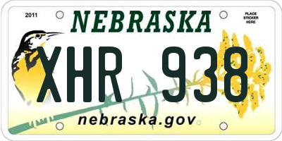 NE license plate XHR938