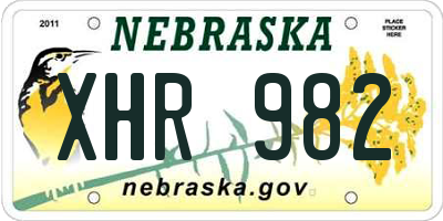 NE license plate XHR982
