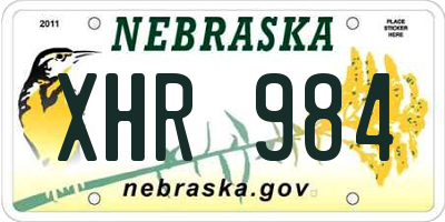 NE license plate XHR984