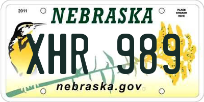 NE license plate XHR989