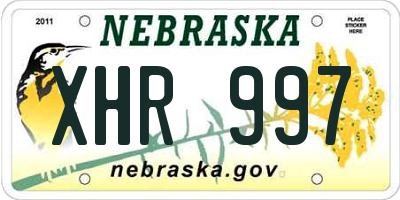 NE license plate XHR997