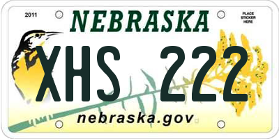 NE license plate XHS222