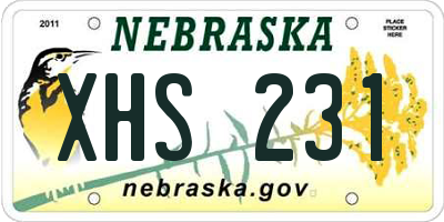 NE license plate XHS231