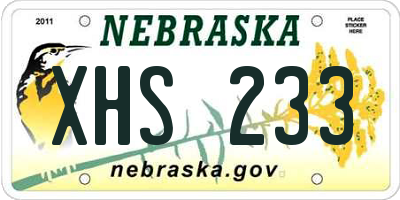 NE license plate XHS233