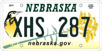 NE license plate XHS287