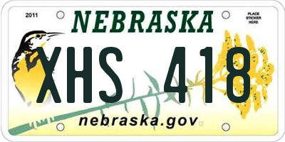 NE license plate XHS418