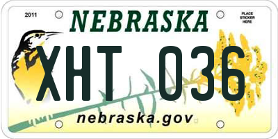NE license plate XHT036
