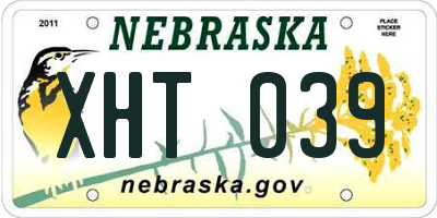 NE license plate XHT039