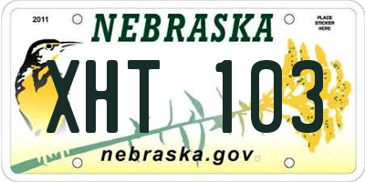 NE license plate XHT103