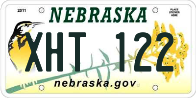 NE license plate XHT122