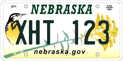 NE license plate XHT123