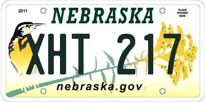NE license plate XHT217