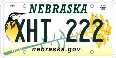 NE license plate XHT222