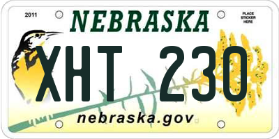 NE license plate XHT230