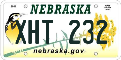 NE license plate XHT232
