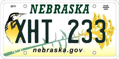 NE license plate XHT233