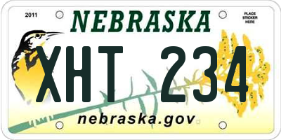NE license plate XHT234