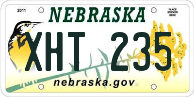 NE license plate XHT235