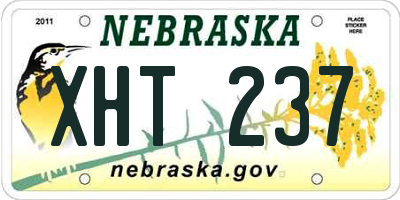 NE license plate XHT237