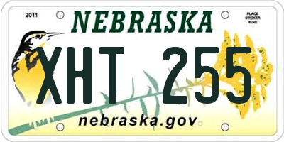 NE license plate XHT255