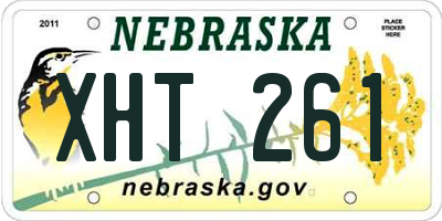 NE license plate XHT261