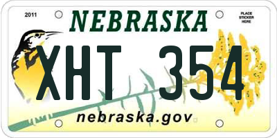 NE license plate XHT354