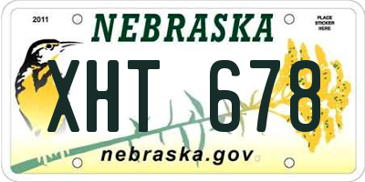 NE license plate XHT678