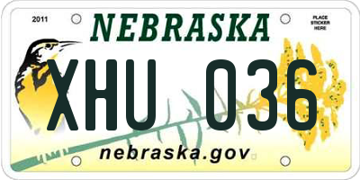 NE license plate XHU036