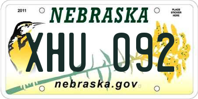 NE license plate XHU092