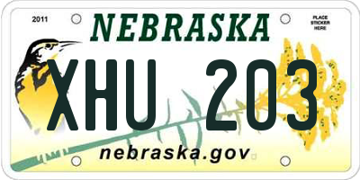 NE license plate XHU203