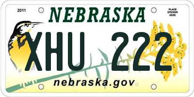 NE license plate XHU222