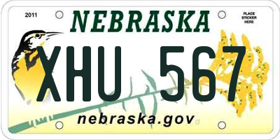 NE license plate XHU567