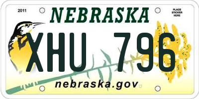 NE license plate XHU796
