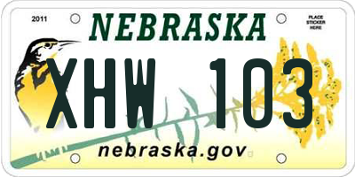NE license plate XHW103