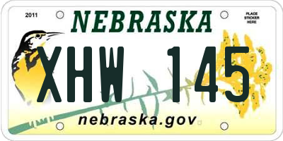NE license plate XHW145