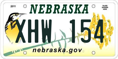 NE license plate XHW154
