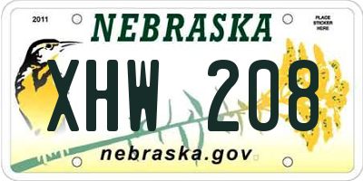 NE license plate XHW208