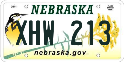 NE license plate XHW213
