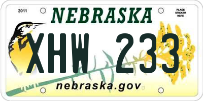 NE license plate XHW233