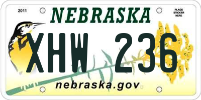 NE license plate XHW236