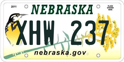 NE license plate XHW237