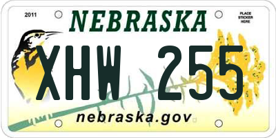 NE license plate XHW255
