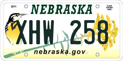 NE license plate XHW258
