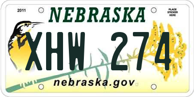 NE license plate XHW274