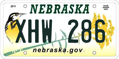 NE license plate XHW286