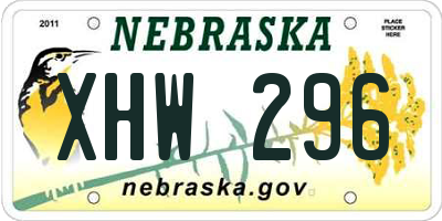 NE license plate XHW296