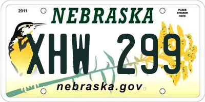 NE license plate XHW299