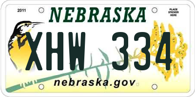 NE license plate XHW334